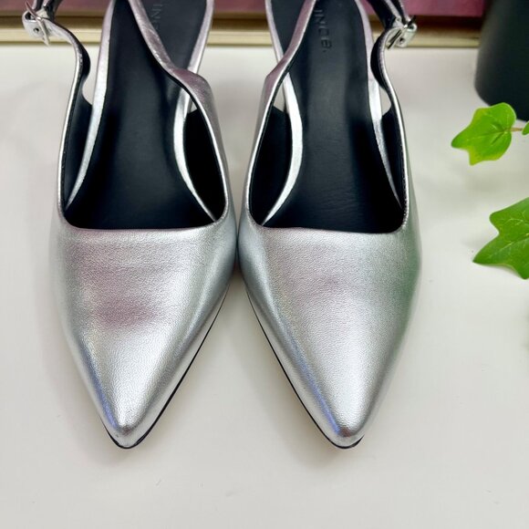 Vince Pandora Pointed Toe Slingback Pump in Silver Size 7.5 - Picture 8 of 13